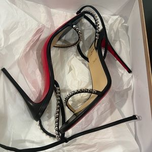Christian Louboutin So Me Spike 70 Leather Sandals, size women’s 38.5/ 8 US
